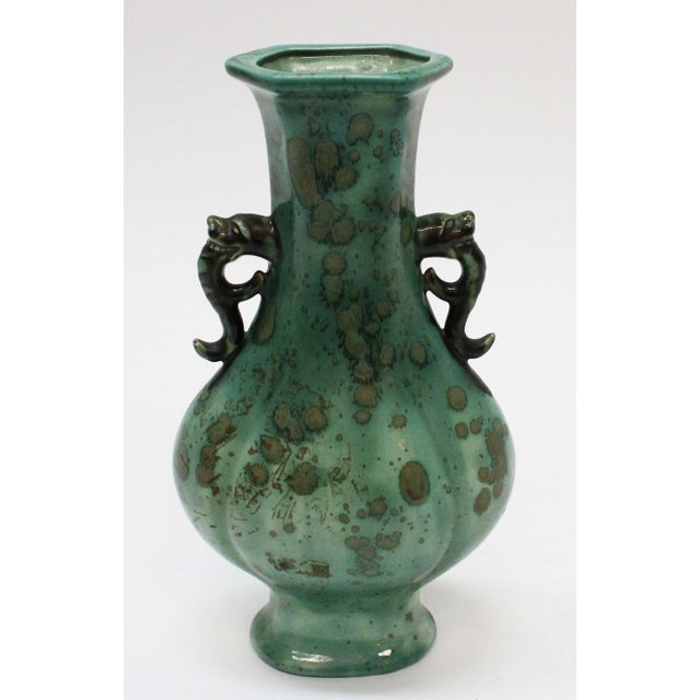 Green GargoyleHandle Pottery Vase Chairish