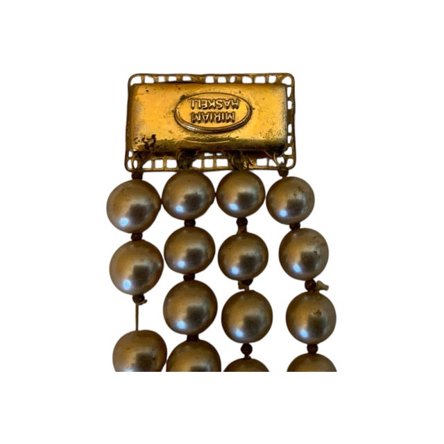 Plastic Vintage 1950's Miriam Haskell 8 Inch Four Strand Bracelet For Sale - Image 7 of 7