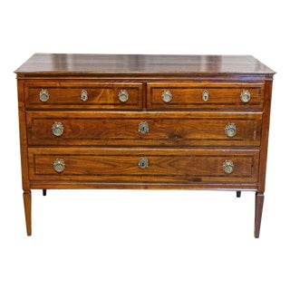 Italian Neoclassical Period 1790s Walnut and Mahogany Commode with Cross Banding For Sale