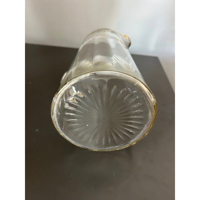 Baccarat Vintage Bartlett Collins–Style Clear Glass Pitcher With Gold Rim and Wreath & Bow Enamel Design For Sale - Image 4 of 7