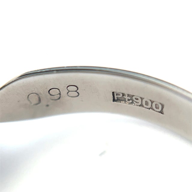 Platinum 3.40 Carat Weight Natural Sapphire & 0.98 CTW Marquise Diamond Ring, Size 4.5 For Sale - Image 9 of 10