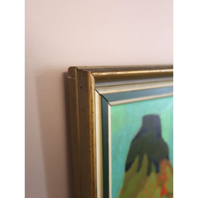 1949 Mid-Century Modern 'Sun Over the Hills' Vintage Expressive Landscape Oil Painting, Framed For Sale - Image 6 of 12