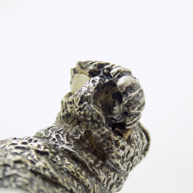 Vintage Italian Handmade Genuine Silver Walrus Figurine Sculpture by Cerreti For Sale - Image 15 of 15