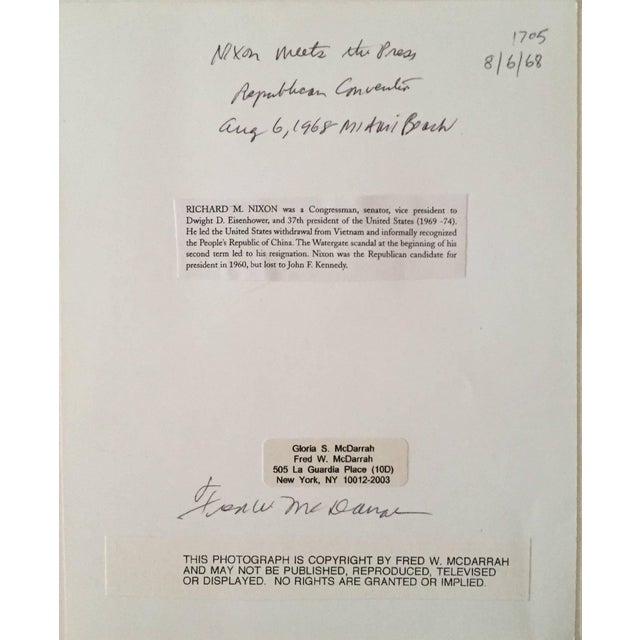 Fred McDarrah, Nixon Meets the Press, Republican Convention Vintage Silver Gelatin Photograph, 1968 For Sale - Image 4 of 4