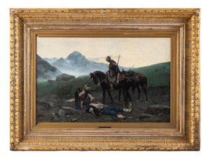 Franz Roubaud, Soldiers in Caucasus, 1883, Painting, Framed