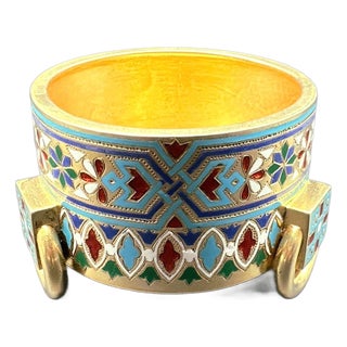 Russian Salt Cellar in Gilded and Enamelled Silver by Ivan Shlebnikov, 1881 For Sale