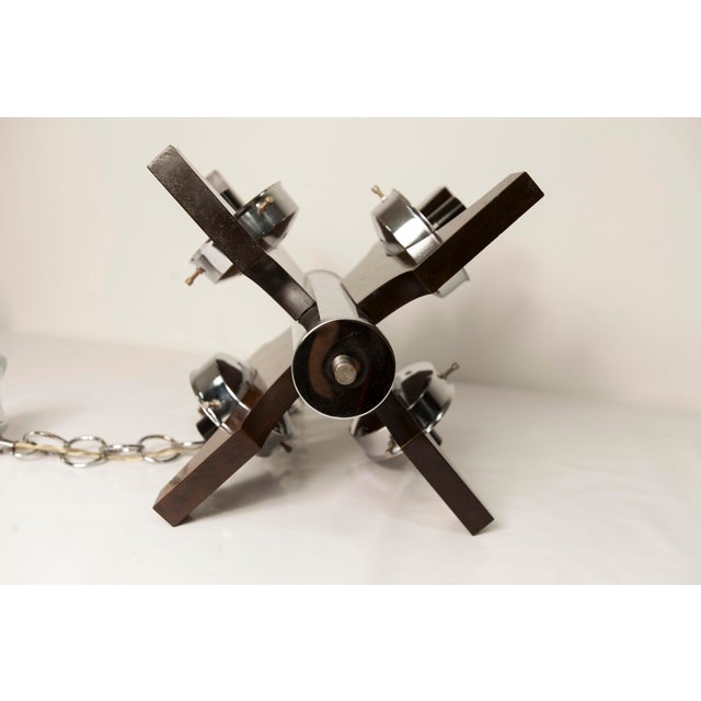 Murano 4-Light Chandelier in Teak from Mazzega, 1960 For Sale - Image 4 of 18