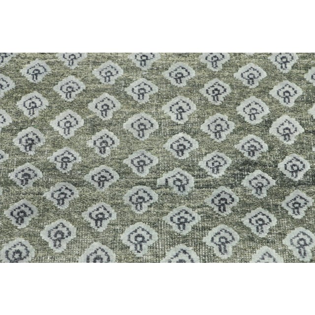 Rug & Kilim Contemporary Block Print Natural Silk Geometric Runner by Rug & Kilim For Sale - Image 4 of 8