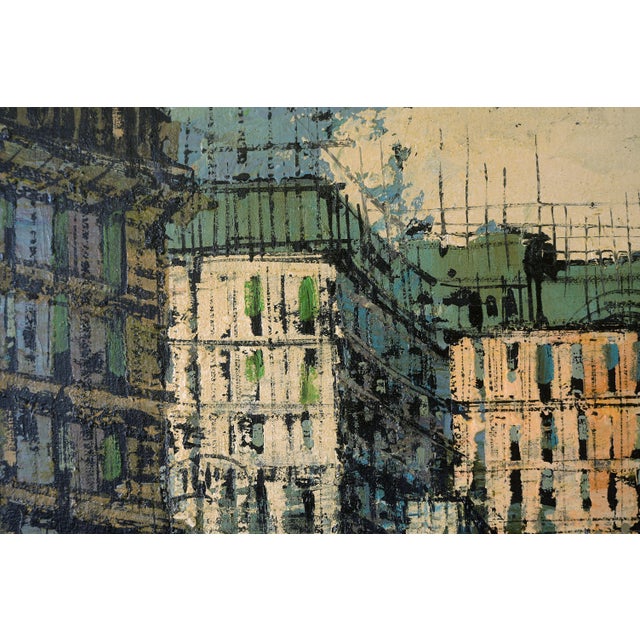 Large Mid Century Brutalist Style Paris Bridge Scene Painting For Sale In San Francisco - Image 6 of 12