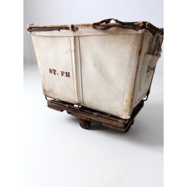 Vintage Dandux Industrial Laundry Cart For Sale - Image 10 of 12