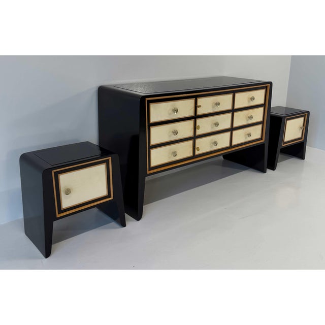 Paolo Buffa Italian Art Deco Dressor Set and Nightstands by Paolo Buffa, 1940s, Set of 3 For Sale - Image 4 of 15