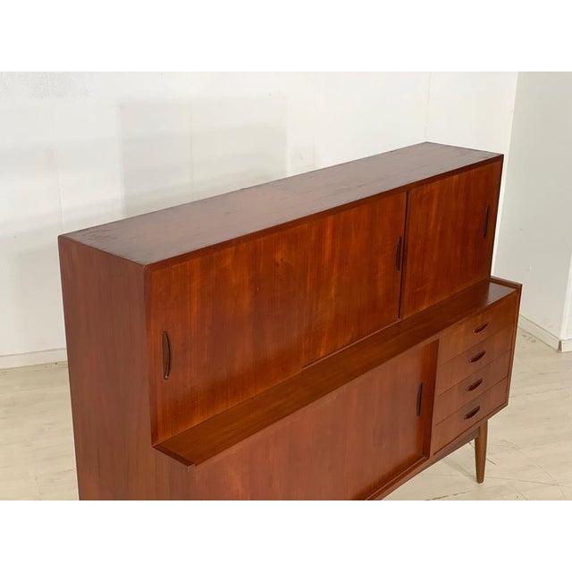 Vintage Danish Teak Highboard Cabinet For Sale - Image 3 of 12