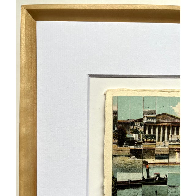 Paris - Le Pont de la Concorde One of a Kind, Hand Cut and Hand Woven Vintage Photo-Postcards (early 1900's) Matted and...