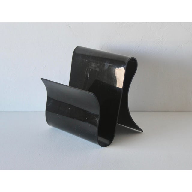 Kartell Front for Kartell Style Black Lucite Acrylic Magazine Rack Vintage For Sale - Image 4 of 11