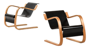 Easy Chairs in Molded and Laminated Masurian Birch attributed to Alvar Aalto, 1940s, Set of 2