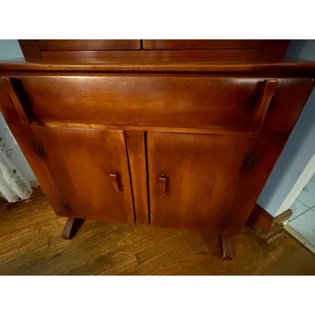 Farmhouse Mid 20th Century Cushman Colonial Creations China Cabinet No. 6024, Herman deVries Modern Rustic For Sale - Image 3 of 9