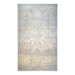 Persian Sultanabad Wool 13x23 Blue, Ivory & Red Handmade Oversized Area Rug #1143101 For Sale