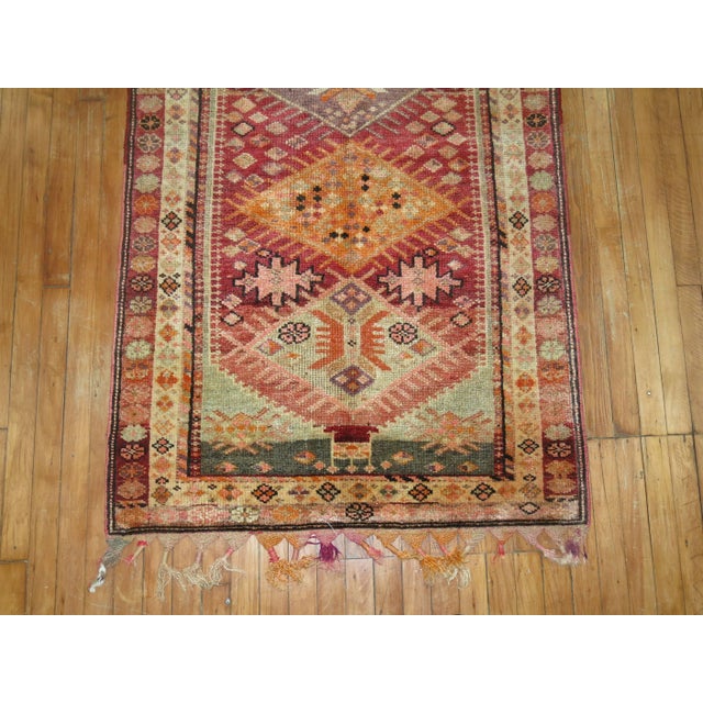 Mid 20th Century Mid-20th Century Zabihi Collection Red Geometric Turkish Anatolian Runner - 3'3" x 11'6" For Sale - Image 5 of 6