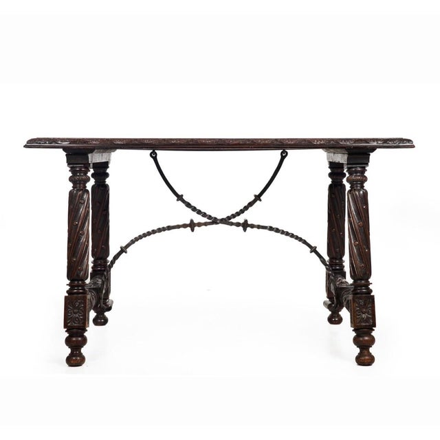 Incredible 19th Century Spanish Revival Library Table For Sale In Pittsburgh - Image 6 of 12