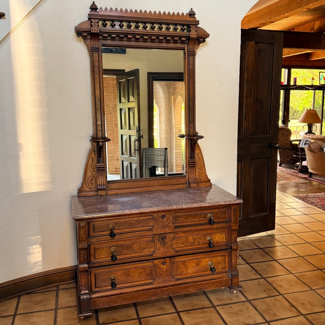 Renaissance Revival Dresser With Mirror Circa 1880 For Sale - Image 12 of 15