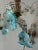 Aqua C 1930 Rare Pair Aqua Blue 3 Lights Murano Flowers Crystal Sconces One of Kind For Sale - Image 8 of 12