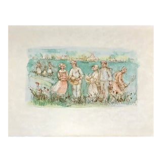Edna Hibel Original Pencil Hand-Signed Lithograph Friesland 1977 For Sale