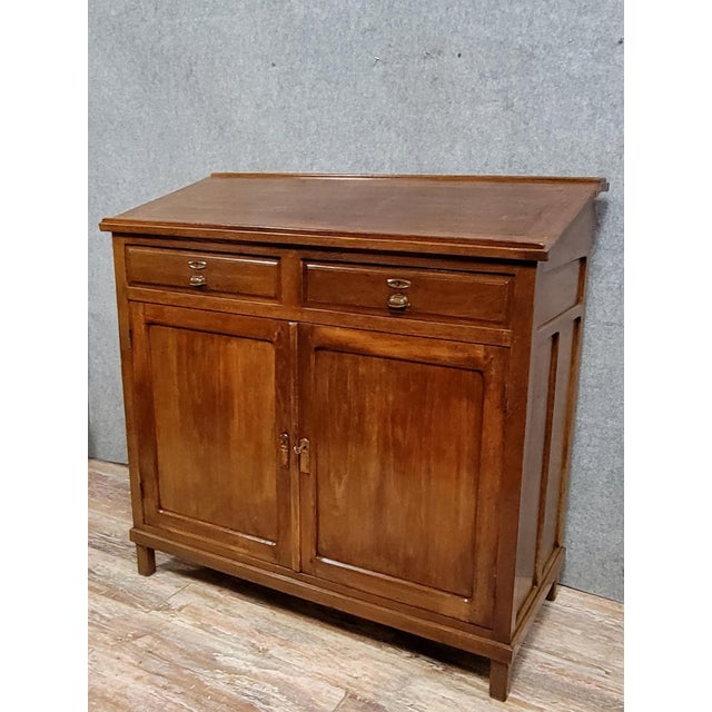 Stained Beech Shop Cabinet with Sloping Top, Late 19th Century For Sale - Image 3 of 8