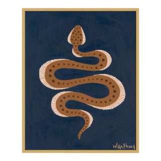 Pretzel the Snake by Willa Heart in Gold Frame, Large Art Print For Sale