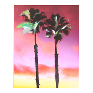 Redondo Palms II - Vibrant Pink Yellow Sunset Landscape Painting Original Artwork by Pete Kasprzak