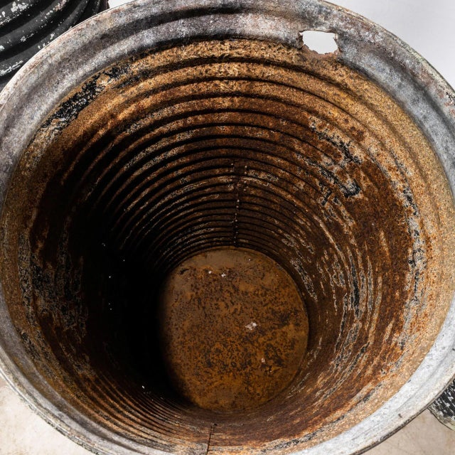 Vintage Large Round Galvanised Water Trough Tall, 1950s For Sale - Image 6 of 11