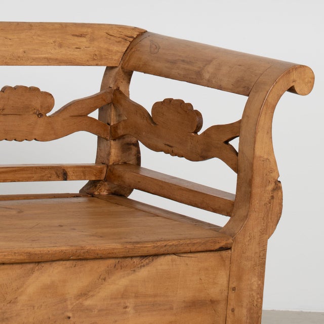 19th Century Swedish Pine Bench With Storage For Sale - Image 12 of 18