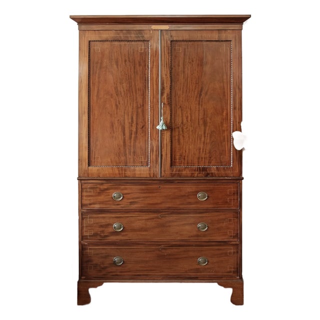 Antique Mahogany Linen Press (C. 1820–1840) For Sale