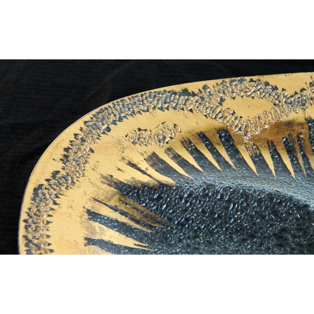 Dorothy Thorpe Vintage Hollywood Regency Dorothy Thorpe Gold Glass Serving Platter For Sale - Image 4 of 10