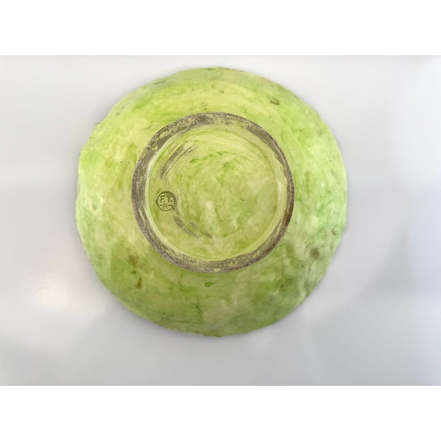 Vintage French Majolica-Style Green Lettuce Leaf Bowl – FTDN Pottery For Sale - Image 11 of 11