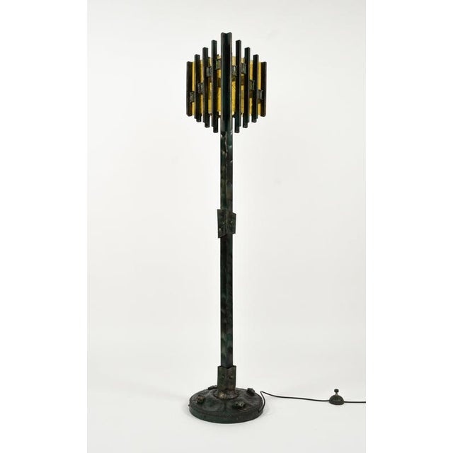Brutalist Floor Lamp in Iron and Art Glass attributed to Biancardi & Jordan, Italy, 1970s For Sale - Image 10 of 16