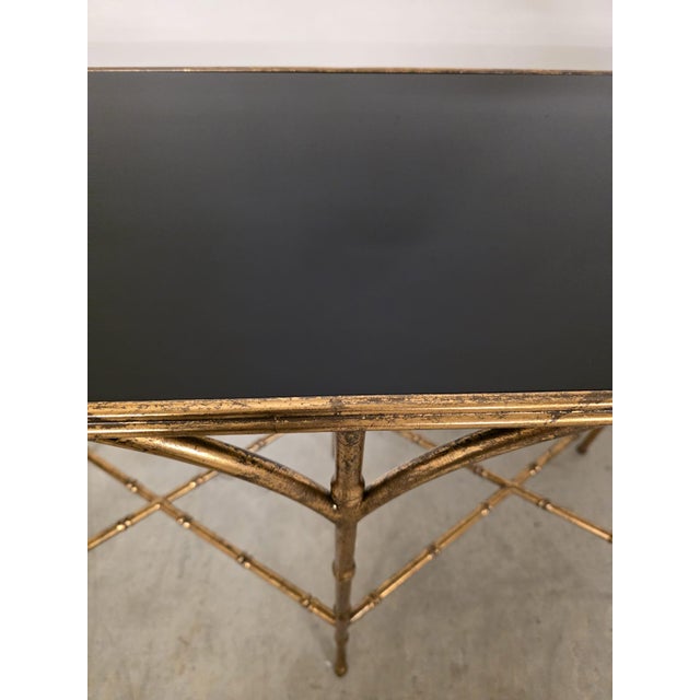 Black Hollywood Regency Console Table in the style of Maison Jansen, 1980s For Sale - Image 8 of 9