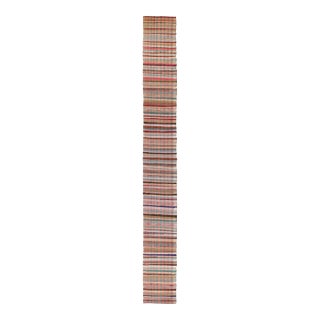 Rug & Kilim’s Oversized Flat Weave Runner in Pink & Colorful Plaid Pattern For Sale