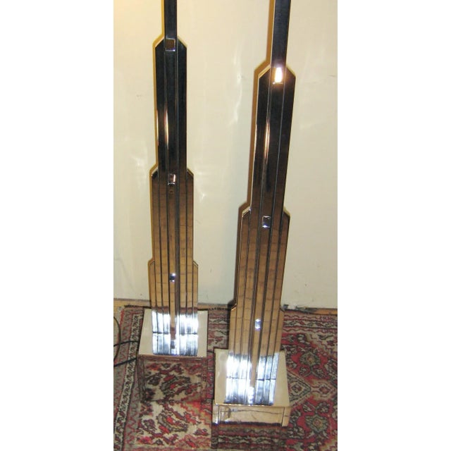 Art Deco Pair of 1920s 7 Feet Tall! Jules Bouy Art Deco Skyscraper Floor Lamps For Sale - Image 3 of 12
