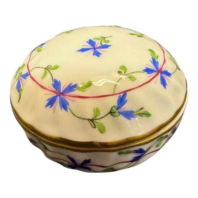 Herend Blue Garland PBG Ring Box Trinket Jewelry Case 6037 Hand Painted Hungary For Sale