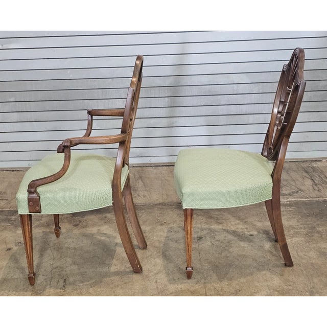Set of 6 Kittinger Mahogany Federal Style Shield Back Dining Chairs For Sale - Image 9 of 11