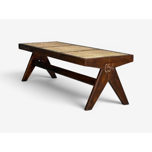 Pierre Jeanneret, Three Seat Benches, Teak, Cane, Chandigarh, India, 1960s For Sale - Image 9 of 16