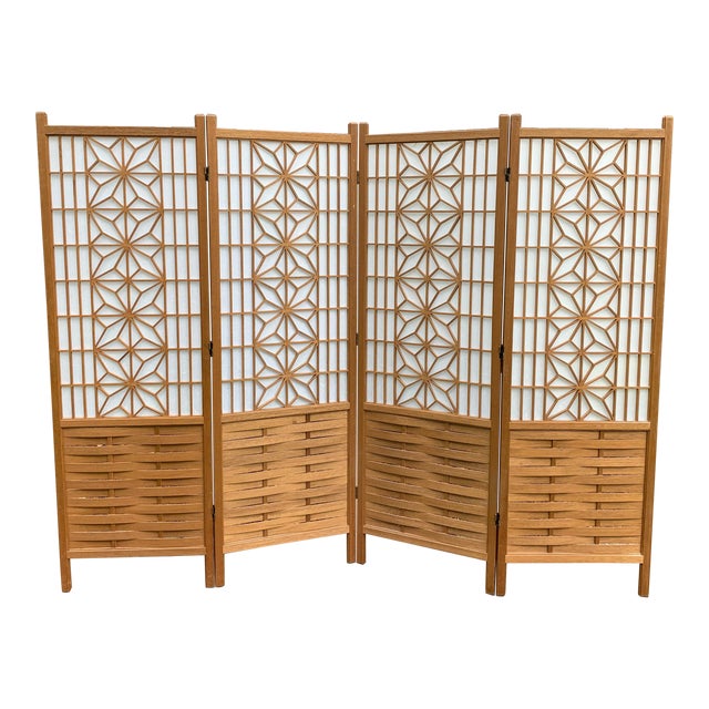 Vintage MidCentury Woven Teak Wood Room Divider Chairish