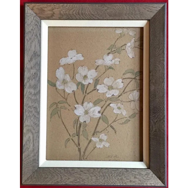 19th Century 1907 Gouache Flower Painting of Dogwood Branches For Sale - Image 5 of 11