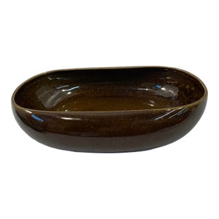 Vintage Brown Ceramic Low Planter Signed Russel Wright by Steubenville For Sale