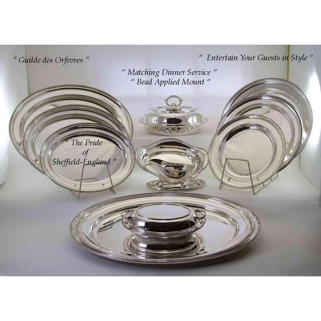 New 1970s Silverplate Dinner Service Imperial Suite of 15 Piece Matching Set With Bead Applied Border For Sale - Image 4 of 13