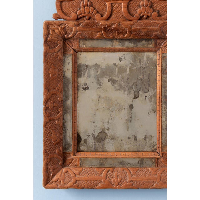 Hollywood Regency Early 18th Century French Regency Carved Wood Crested Mirror For Sale - Image 3 of 10