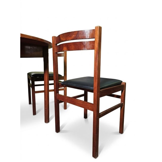 Italian Teak Round Table and Chairs, 1960s, Set of 5 For Sale - Image 9 of 10