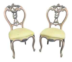 Late 19th Century Victorian Rose Carved Painted Side Chair