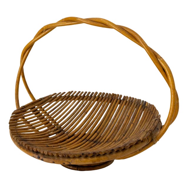Mid-Century French Fruit Basket in Wicker For Sale