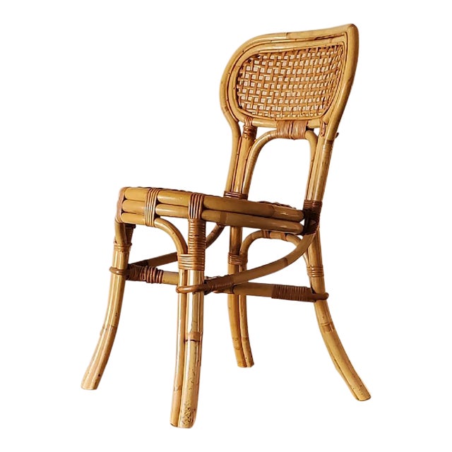 1960s Rattan and Formica Right Sided Writing Desk With Matching Chair - Set of 2 For Sale